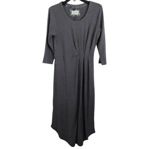 Saturday Sunday Anthropologie grey dress asymmetrical ruching on side size Small